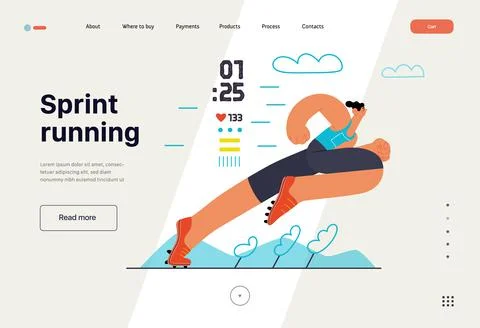 Runners - a man running and exercising outside, website template Ilustración de archivo