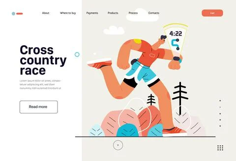 Runners - a man running and exercising outside, website template Ilustración de archivo