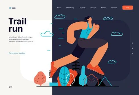 Runners - a man running and exercising outside, website template Ilustración de archivo