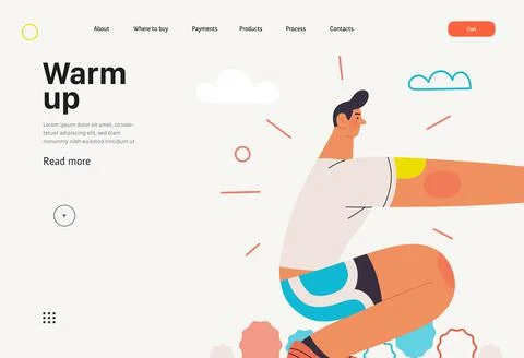 Runners - a man running and exercising outside, website template Ilustración de archivo