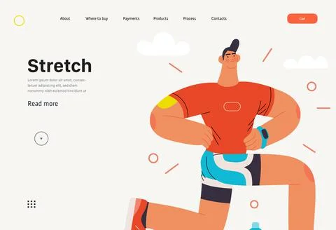 Runners - a man running and exercising outside, website template Ilustración de archivo