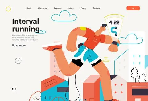 Runners - a man running and exercising outside, website template Ilustración de archivo