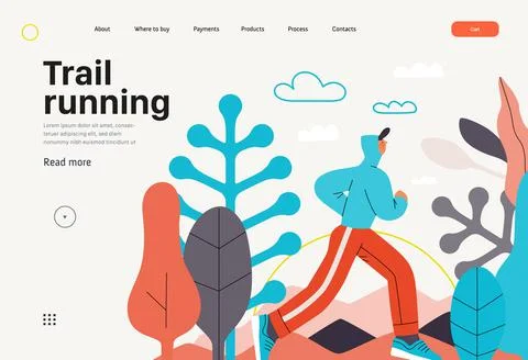 Runners - a man running and exercising outside, website template Ilustración de archivo