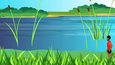 Runners man runs alongside the river, nature background Stock Footage 123294044