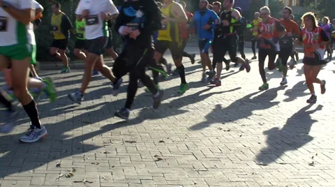 Runners in a marathon Stock-Footage 34074005