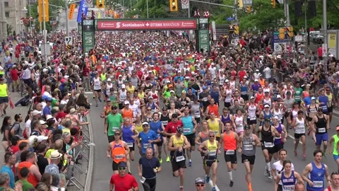 Runners in a marathon Stock Footage 139976657