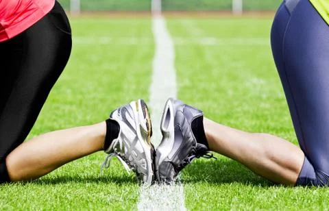 Runners opposite start Stock Photos