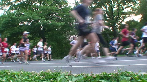RUNNERS PAST CAMERA LEFT TO RIGHT CENTRAL PARK NYC-208 Video stock 51475372