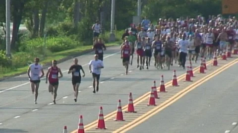Runners in race after start Stock Footage 51180763