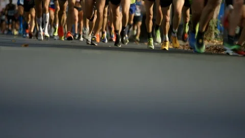 Runners running the Berlin Marathon Stock Footage 105185081