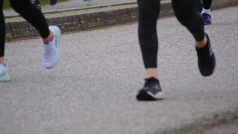 Runners Running During a Marathon Stock Footage 188865171