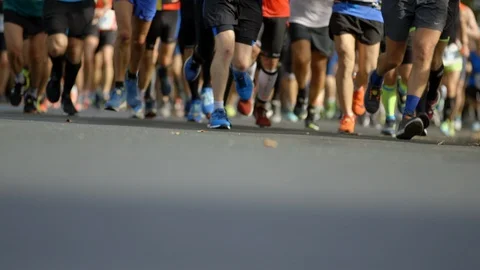 Runners running the Marathon in Berlin Stock Footage 105185648