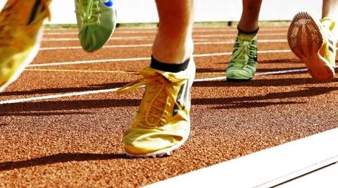Runners stadium slow motion Stock Footage 60952462