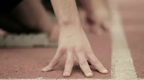 Runners at the start 1 Stock Footage 10771671