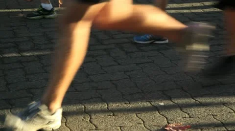 Runners at the start of a 10k race Stock Footage 13971631