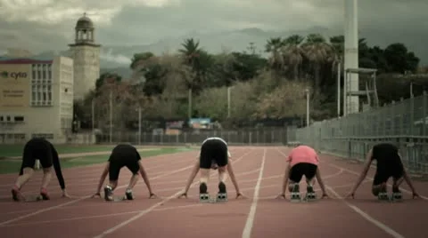Runners at the start 13 Stock Footage 10771771