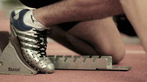 Runners at the start 3 Stock Footage 2374091