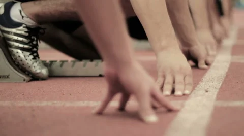 Runners at the start 6 Stock Footage 1945337