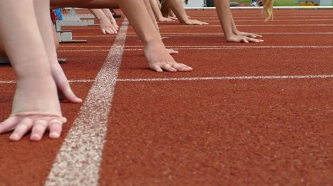 Runners start blocks start Stock Footage 49541007