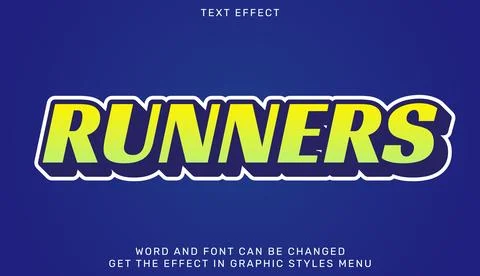 Runners text effect template in 3d design Stock Illustration