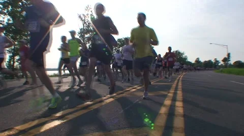 RUNNERS THROUGH SUNFLARE Video stock 51180639