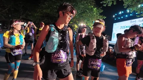 Runners Walking Toward Camera Inside the Start Corral, Lushan Stock-Footage 346701855