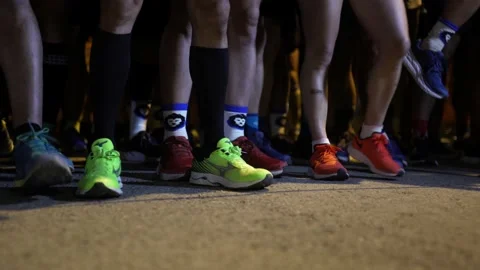 Runners warming up at the start line -Ultra Marathon -Murcia, Spain Stock Footage 161661058