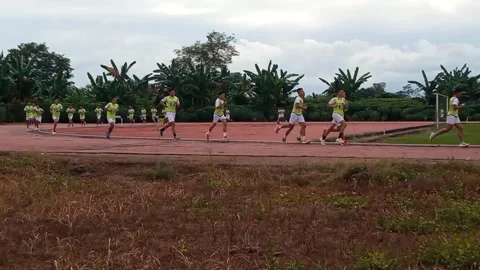 Running ability test for 2024 Indonesian Police Academy cadet admissions Stockbeeldmateriaal 276395364