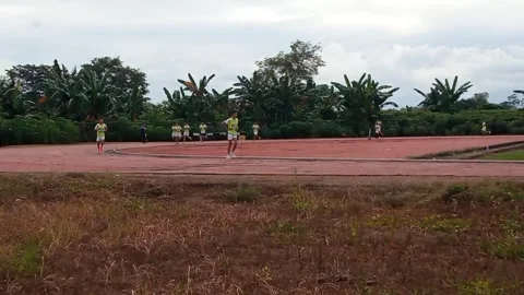 Running ability test for 2024 Indonesian Police Academy cadet admissions Stockbeeldmateriaal 276395443