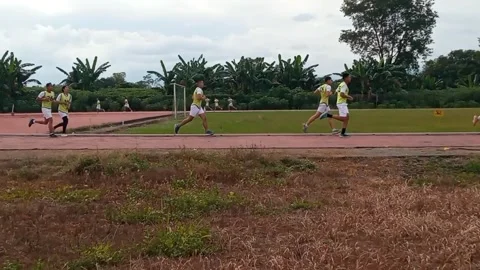 Running ability test for 2024 Indonesian Police Academy cadet admissions Stockbeeldmateriaal 276395446