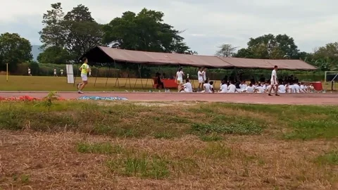 Running ability test for 2024 Indonesian Police Academy cadet admissions Stockbeeldmateriaal 276395518