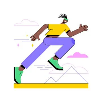 Running abstract concept vector illustration. Stock Illustration