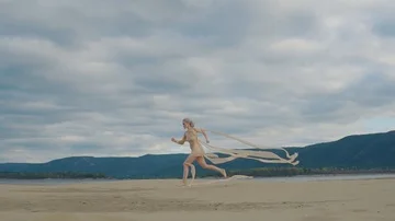 Running across the beach model Video stock 85741779