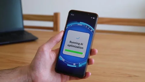 Running AI device optimization. Concept of improvement with artificial Stock Footage 321347135