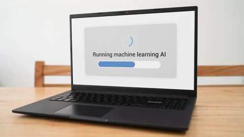 Running AI machine learning software. Concept of training artificial Stock Footage 310296217
