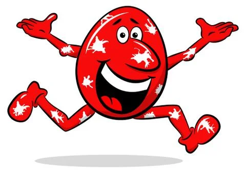 Running and cheering cartoon easter egg Illustrazione stock