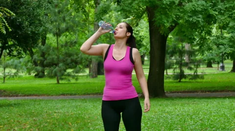 Running and Drinking Water During Training Stock Footage 67534013