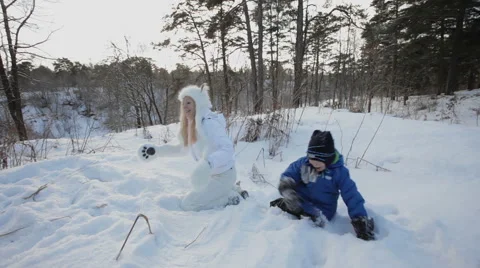 Running and falling into snow. Stock Footage 49408206