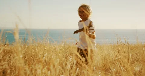 Running and skipping for joy Stock Footage 101395446
