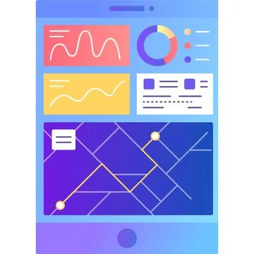 Running app vector map ui icon dashboard design Stock Illustration
