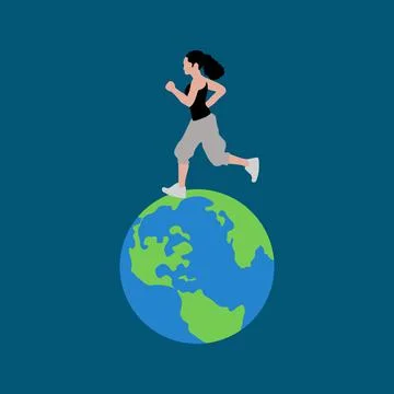 Running around the world Stock Illustration