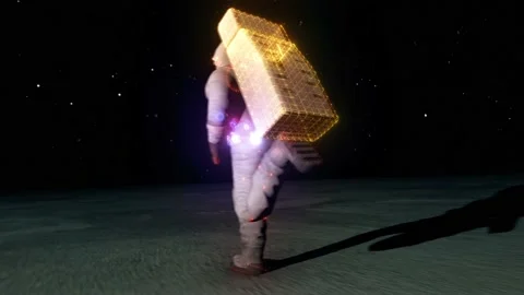 Running astronaut 4k Stock Footage 145465732