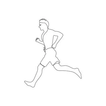 Running athlete man. Runner in one line art style. Stock Illustration