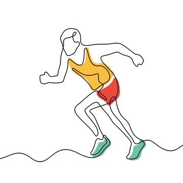Running athlete one line vector illustration Stock Illustration