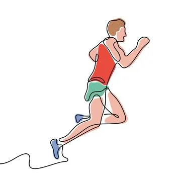 Running athlete one line vector illustration Stock-Illustration