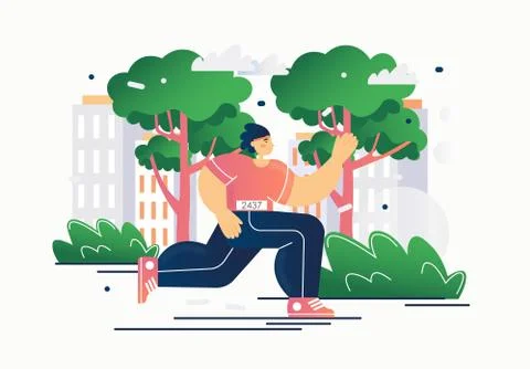 Running athlete, vector flat style design illustration Stock Illustration