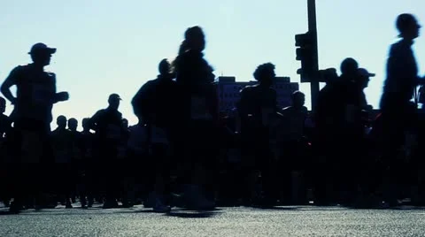 Running Athletes at a Marathon Stock Footage 10894376