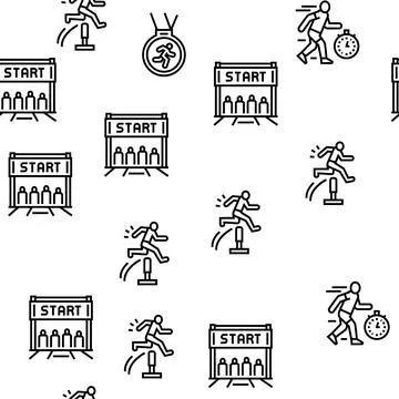 Running Athletic Sport Vector Seamless Pattern Stock Illustration