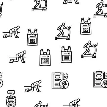 Running Athletic Sport Vector Seamless Pattern Stock Illustration
