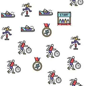 Running Athletic Sport Vector Seamless Pattern Illustrazione stock
